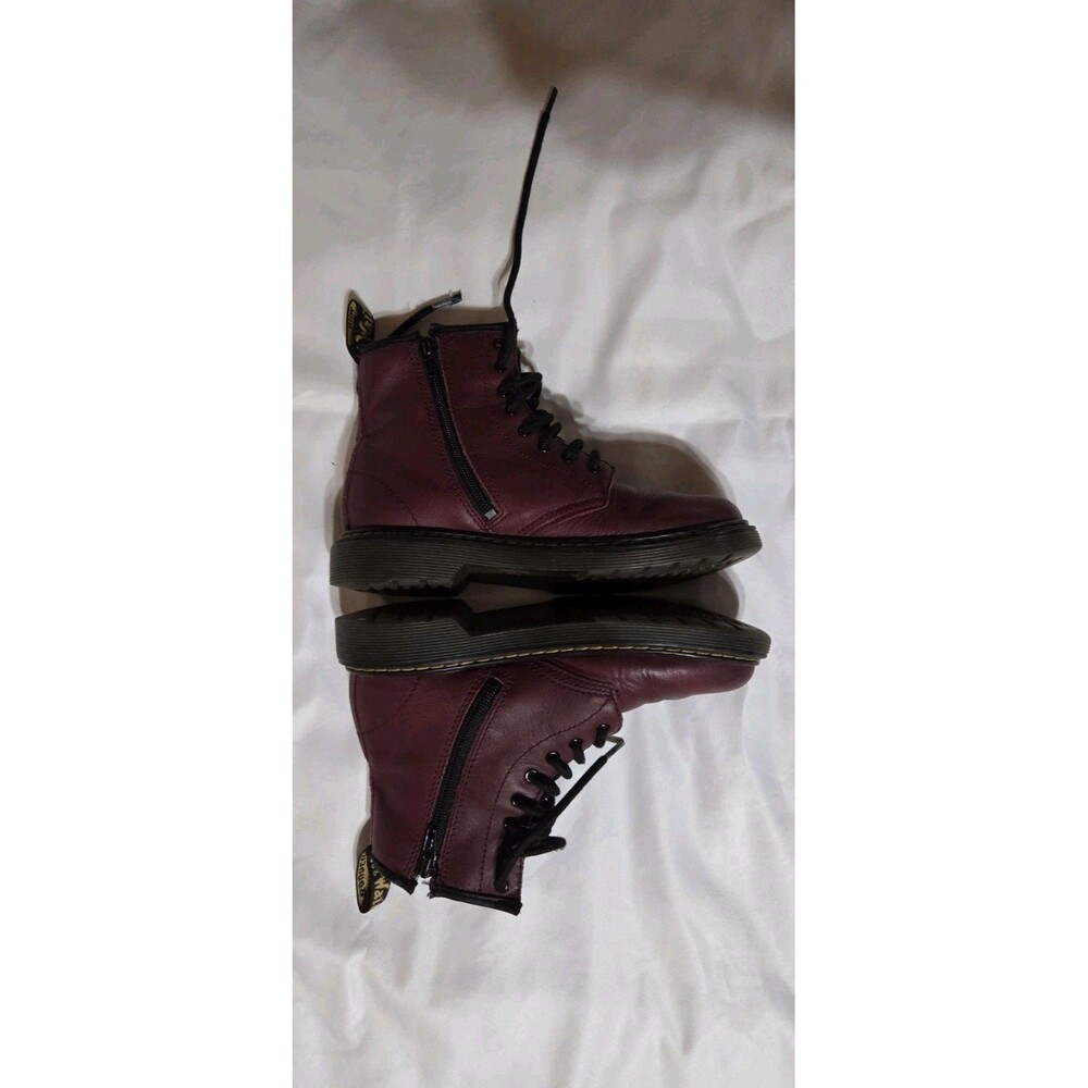 Dr. Martens Boots Big Kids Size 3 Real  Maroon Leather Shoes Air Wair - Picture 8 of 15